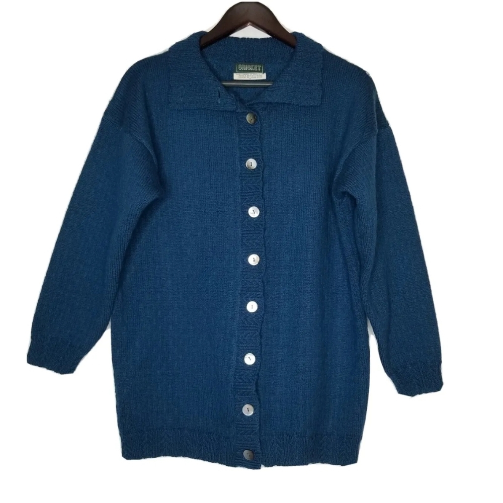VINTAGE CRICKET Women's Blue Button Front Cardigan Sweater Size Medium